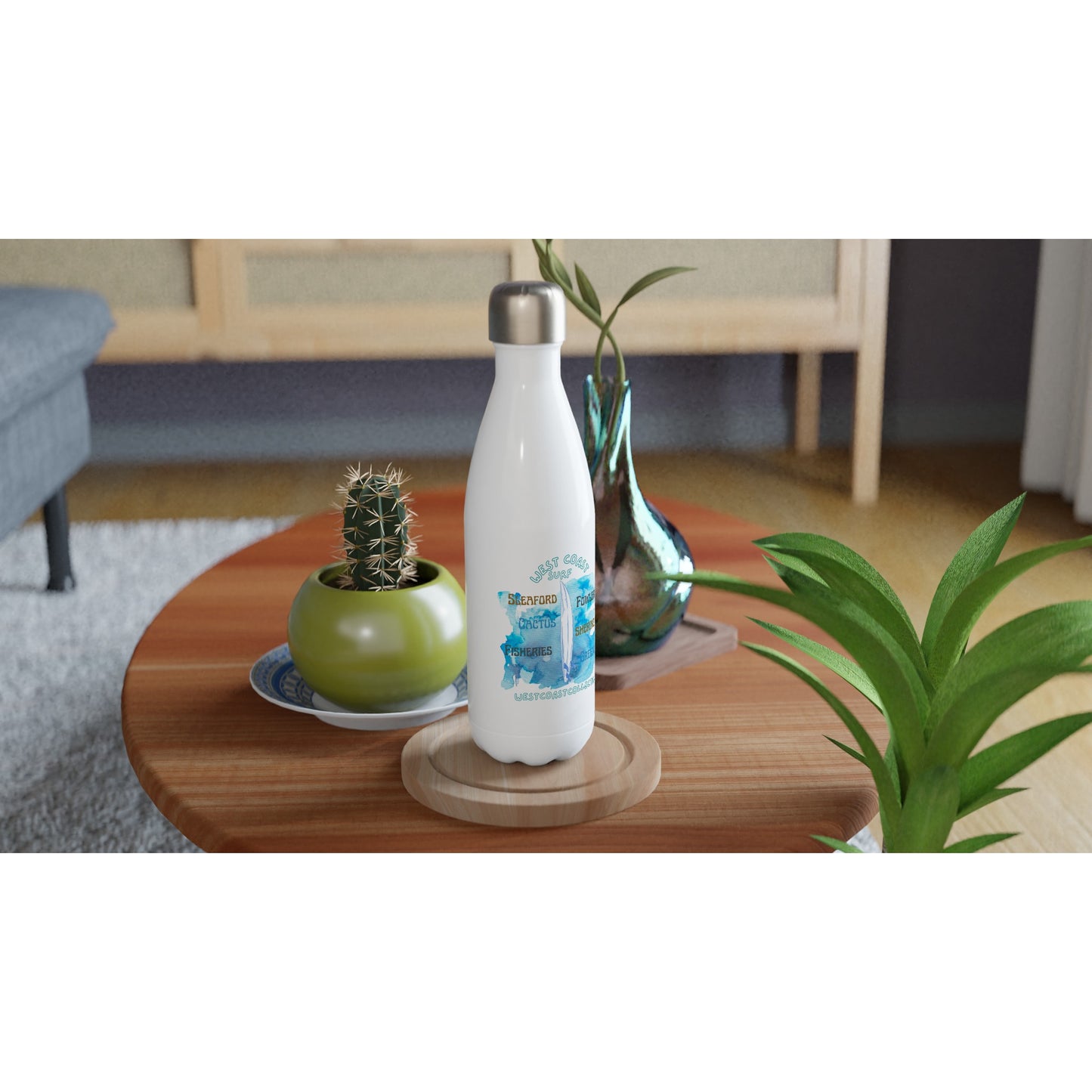 Surf Spots White 17oz Stainless Steel Water Bottle
